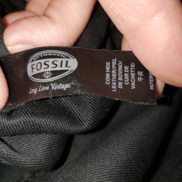 Women’s Leather Crossbody Bag FOSSIL Black Adjustable Strap - Picture 14 of 16